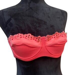 Maaji strapless coral bikini top with eyelet